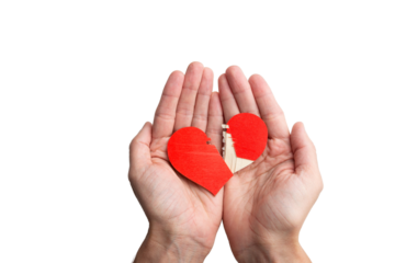 A heart broken in two in the palms of my hands