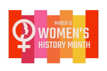 Womens History Month design background. Women's day. Poster or banner with different women. 8 March