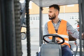 friendly forklift driver at work