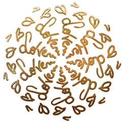 3d illustration. valentine's day love golden texture