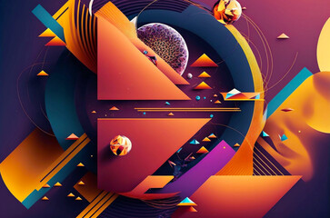 Geometric Dreamscapes in to another universe -  A 3D Render of a Background Design with Abstract Shapes, Flowing in a New, Imaginative and Creative World