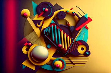 Geometric Joy: A Background Design with Abstract Shapes in Vibrant Carnaval Colors, Good Vibes and Positive Energy
