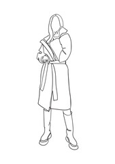 Сontinuous line drawing of fashion model.- Vector illustration