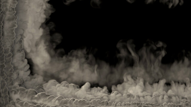 rich white smoke or clouds corner frame, isolated - abstract 3D rendering