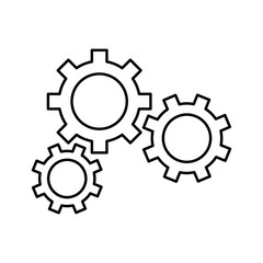 Settings, gear outline icon. Line art vector.