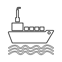 Ship, boat outline icon. Line art vector.