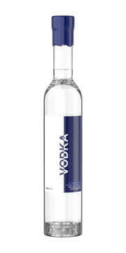 Vodka bottle on transparent background, front view