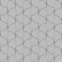 Vector seamless pattern. Abstract monochrome background with black curved lines