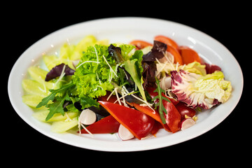 close up of a good serving of delicious salad from the chef in a restaurant