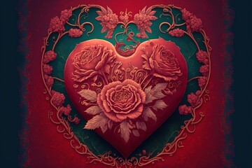 Heart shape made with roses, Valentines day