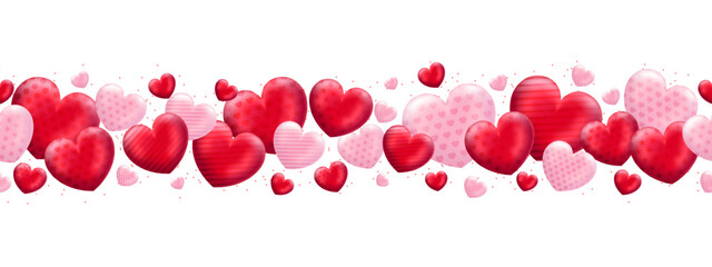 Love heart template header or footer for background, banner, poster, cover design, social media feed, stories. Happy Valentines Day greeting concept
