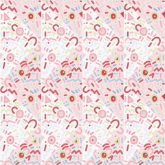 Decorative abstract shape mosaic seamless pattern ornament. Hand drawn circle shapes wallpaper.