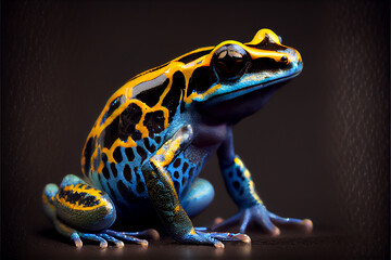 portrait of a poison dart frog on a black background. generative ai