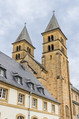 Cityscape of Echternach with Abbey of Willibrordus in oldest town in Luxembourg. Near Mullerthal.
