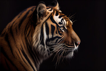 Obraz premium portrait of a tiger on a black background. generative ai