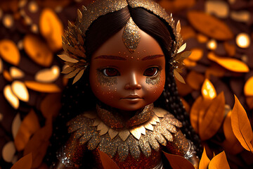 Portrait of a Native American girl doll Generative AI Technology