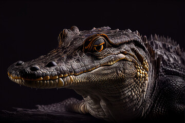 Obraz premium portrait of a alligator on a black background. generative ai