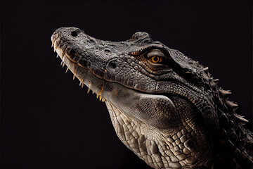 Fototapeta premium portrait of a alligator on a black background. generative ai