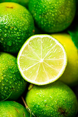 Half a juicy lime. Macro background. 