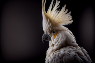 portrait of a cockatoo on a black background. generative ai