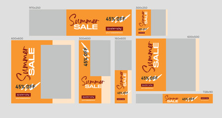 Summer sale Google Ads banner Design Template, Set Of Web Banners