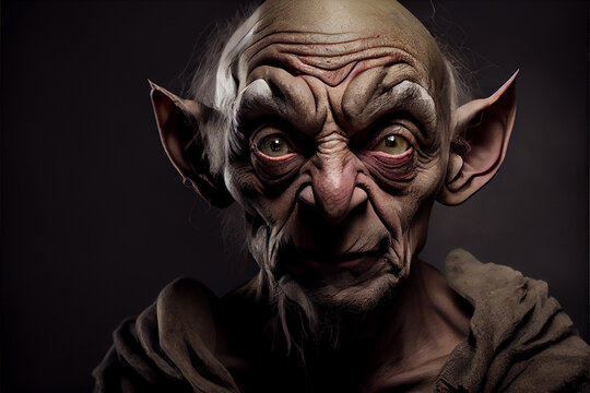 portrait of a goblin on a black background. generative ai
