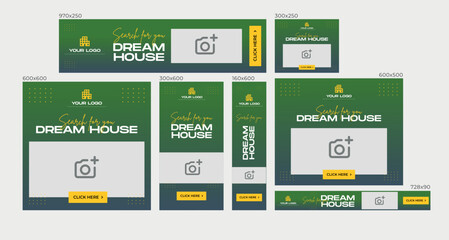 Dream home Realestate web banner template set and horizontal and vertical google web banner design or social media cover ads banner design