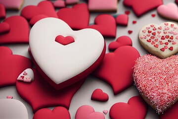 Obraz premium heart shaped cookies, AI generated image