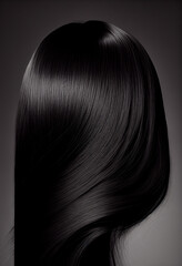 Fototapeta premium Perfekte, gesunde und glänzende Haare im Fokus eines Portraits. Perfekt für Friseur- Haarfarbe- und Shampoo- werbung. -Generative Ai