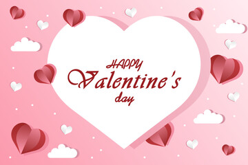 Happy Valentine's Day Social Media Banner design template in Paper Style.