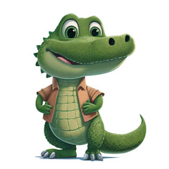 Fototapeta premium Adorable little alligator kid and cartoon
