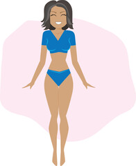 Vector illustration of fit healthy happy beautiful girl woman