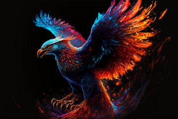 Illustration aufsteigender Phoenix, Neubeginn, Anfang, Generative AI