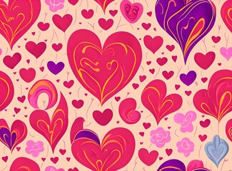 Obraz na płótnie Canvas retro psychedelic love seamless pattern for valentine's day