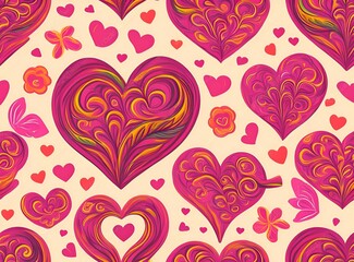 Naklejka na ściany i meble retro psychedelic love seamless pattern for valentine's day