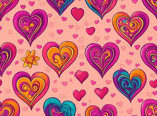 Fototapeta na wymiar retro psychedelic love seamless pattern for valentine's day