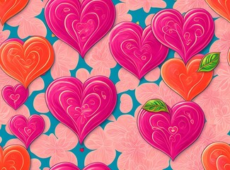 Fototapeta na wymiar retro psychedelic love seamless pattern for valentine's day
