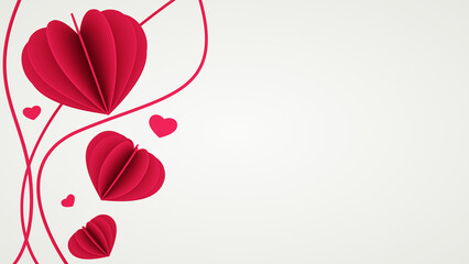 Background with 3D hearts and lines. Romantic background. 
