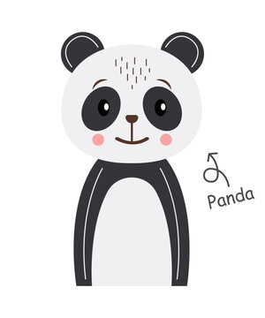 Panda . Cartoon character . Vector .