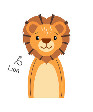 Lion . Cartoon character . Vector .