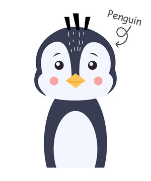 Penguin . Cartoon character . Vector .
