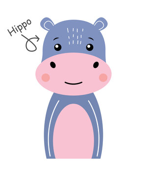 Hippopotamus . Cartoon character . Vector .