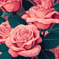 pink roses background illustration Generative Ai