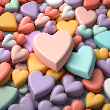 heart shaped candies background Generative Ai