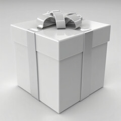 a white gift box with a white ribbon 3d Generative Ai