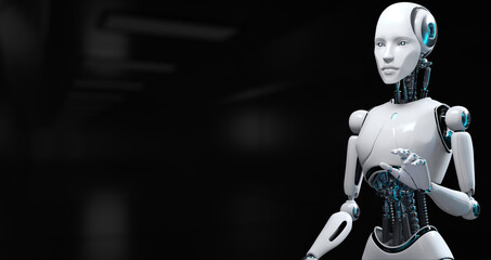 Fototapeta na wymiar Robot Cyborg 3d render. AI artificial intelligence machine learning.