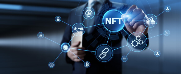 Fototapeta na wymiar NFT Non-fungible token digital crypto art blockchain technology concept.
