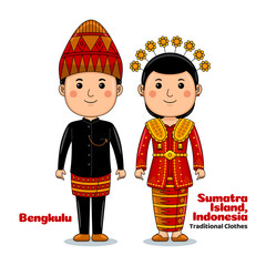 Couple wear Bengkulu Sumatra Traditional Clothes