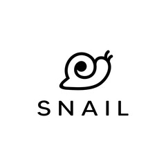 Black Line Snail Logo Design Vector Template. Modern Design. Snail Logo. Vector Illustration