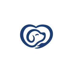 Dog Love Heart with cute puppy face vector illustration best used for pet care, pet friendly logo